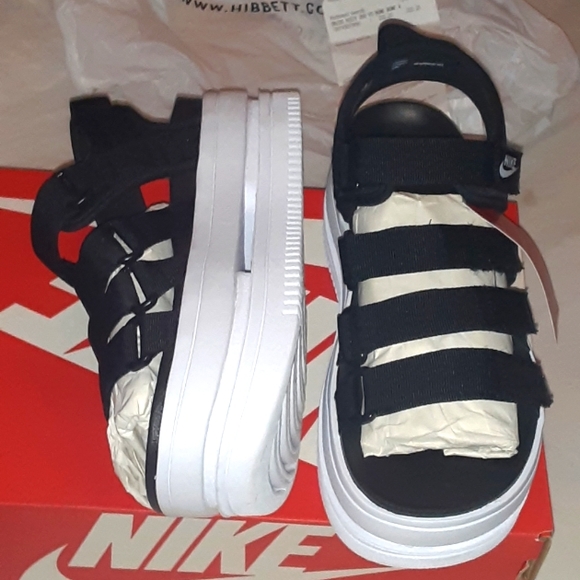NWT Nike Icon Classic Platform Sandals Women's Size W7 Black/White DHO224-001 - Picture 9 of 9